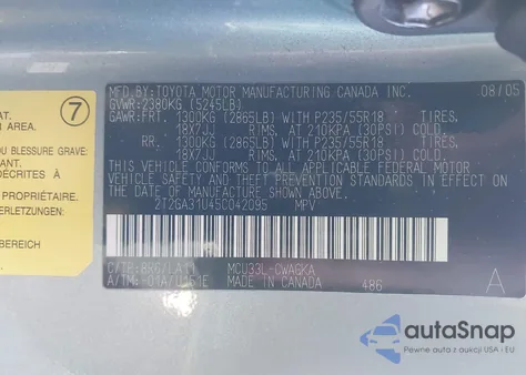 2005 Lexus Rx 330 из США, поврежденный, VIN 2T2GA31U45C042095